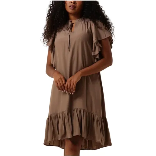 Taupe Frill Kleid für Girly Style , Damen, Größe: S - Co'Couture - Modalova