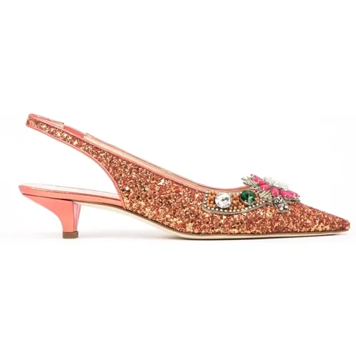 Glitter Slingback mit bunten Steinen , Damen, Größe: 37 EU - Prosperine - Modalova