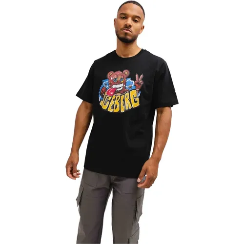 D Cartoon T-Shirt Men , male, Sizes: L, XL, M - Iceberg - Modalova