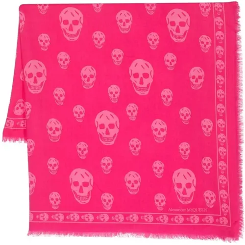 Fuchsia Wool Knit Scarf , female, Sizes: ONE SIZE - alexander mcqueen - Modalova