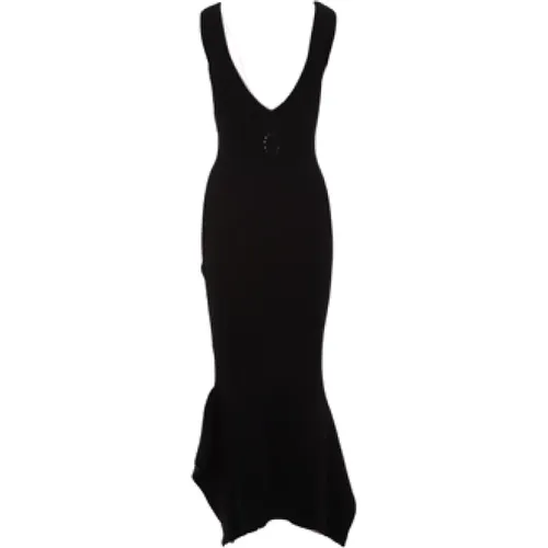 Ribbed Knit Sleeveless Dress with V-Neck and Asymmetric Hem , female, Sizes: S - Marine Serre - Modalova