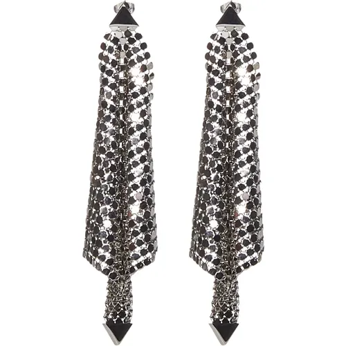 Elegant Silver Diamond Mesh Drop Earrings , female, Sizes: ONE SIZE - Paco Rabanne - Modalova