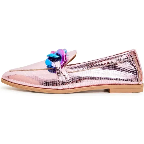 Metallic Lederloafer , Damen, Größe: 38 EU - Cesare Gaspari - Modalova