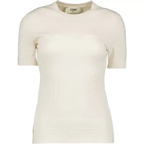 Rundhalsausschnitt Kurzarm Figurbetontes T-Shirt - Fendi - Modalova