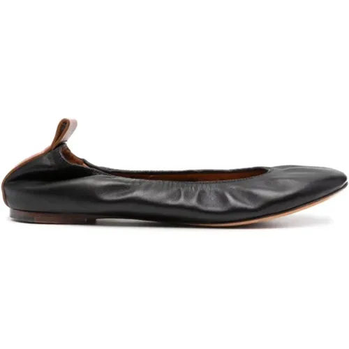 Schwarze flache Schuhe mit gerafftem Detail , Damen, Größe: 39 EU - Lanvin - Modalova