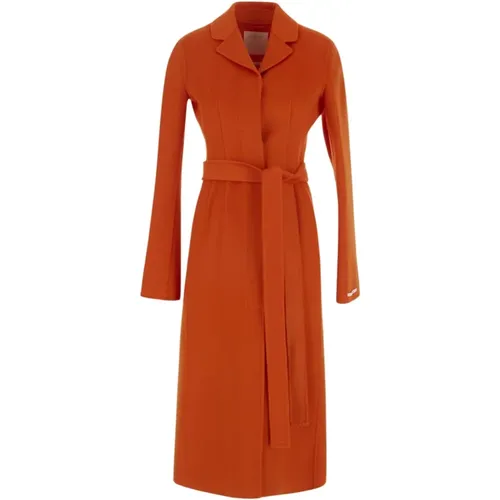 Oranger Woll- und Kaschmir-Mantel mit Gürtel , Damen, Größe: S - SPORTMAX - Modalova