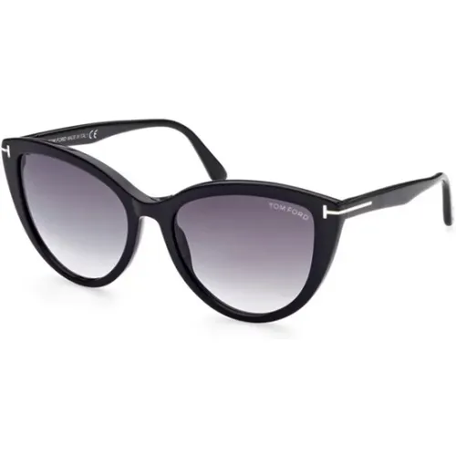 Schwarze Glänzende Sonnenbrille - Tom Ford - Modalova