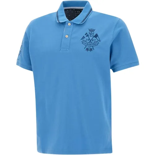 Herren Blaues Piquet Polo Shirt , Herren, Größe: 2XL - LA MARTINA - Modalova
