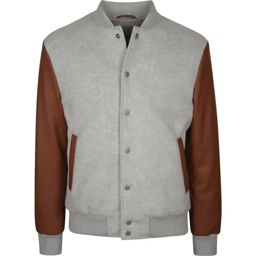 Bomber Jacket Wool Leather , male, Sizes: M, 2XL, 3XL, L, XL - Eleventy - Modalova