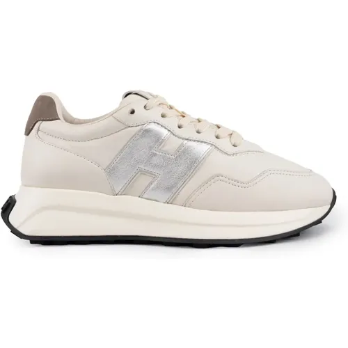 Ivory Leder Sneakers Schnürung vorne , Damen, Größe: 37 1/2 EU - Hogan - Modalova