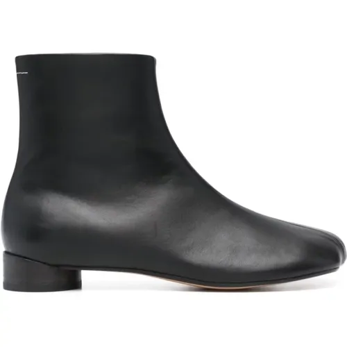 Schwarze Lederstiefeletten - 30mm Absatz - MM6 Maison Margiela - Modalova