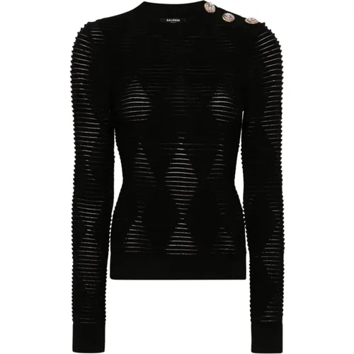 Schwarzes Canallé Jersey Top - Balmain - Modalova