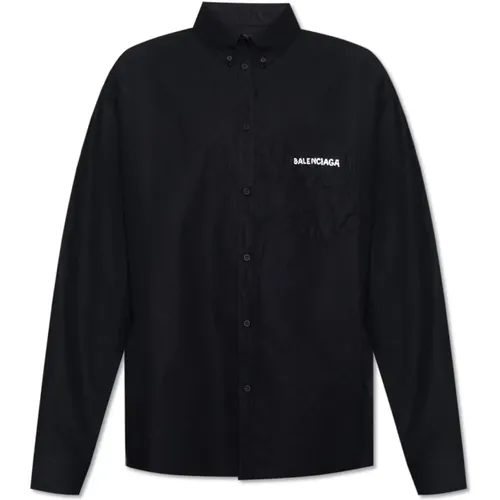 Schwarzes locker sitzendes Hemd mit Knopfverschlüssen - Balenciaga - Modalova