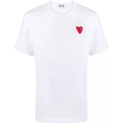 Cotton Crewneck T-shirt with Logo Embroidery , male, Sizes: S - Comme des Garçons Play - Modalova