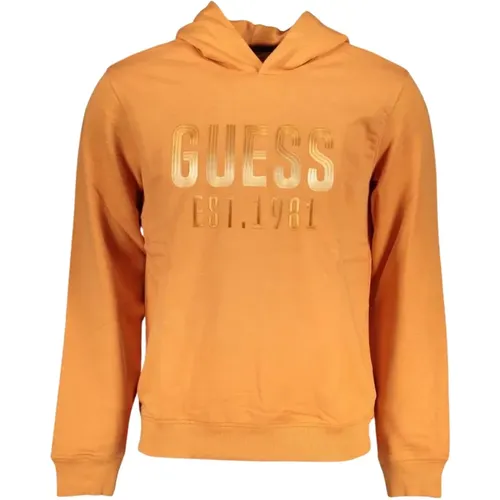 Slim Fit Long Sleeve Hooded Sweatshirt with Logo and Contrast Details , male, Sizes: S, XL, M - Guess - Modalova