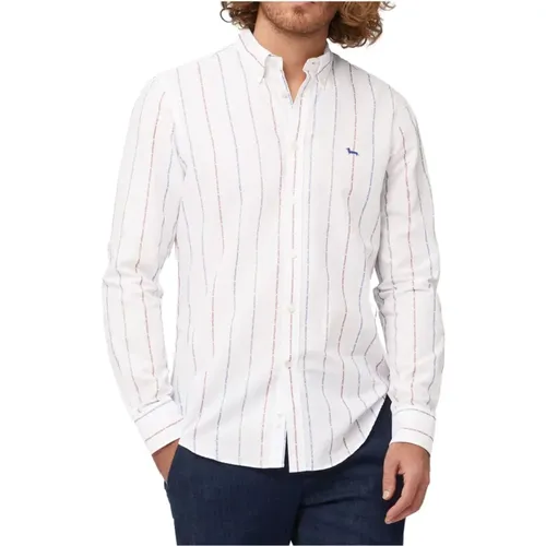 Men's Striped Logo Shirt , male, Sizes: XL, M - Harmont & Blaine - Modalova