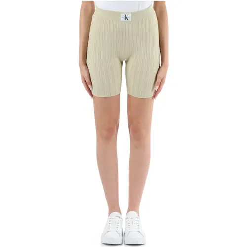 Ribbed Lyocell Shorts with Elastic Waist , female, Sizes: XS, M, S - Calvin Klein Jeans - Modalova