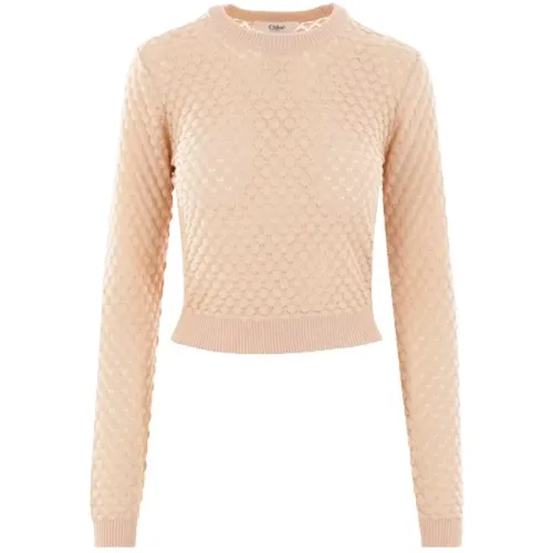 Nude Pointelle Cropped Sweater , Damen, Größe: M - Chloé - Modalova