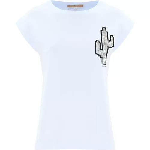 Baumwoll T-Shirt mit Str Kaktus , Damen, Größe: XS - Kocca - Modalova
