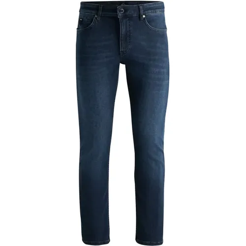 Slim Fit Jeans mit Lederlogo , Herren, Größe: W38 - Hugo Boss - Modalova