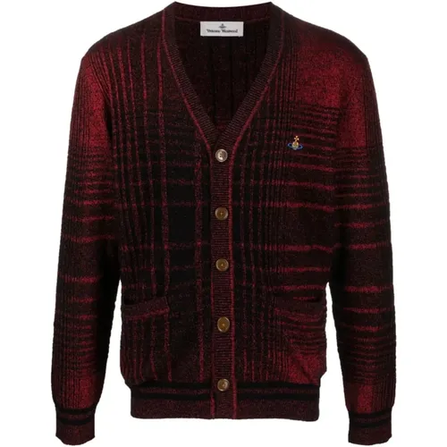 Madras Check Cardigan with Signature Logo Embroidery , male, Sizes: L - Vivienne Westwood - Modalova