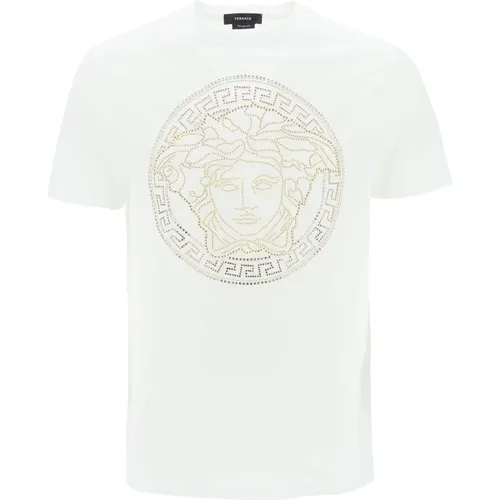 Studded Medusa T-Shirt , Herren, Größe: M - Versace - Modalova