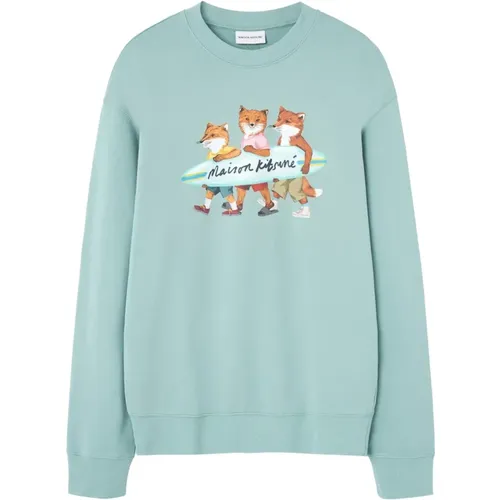 Fuchssurf Pullover,Grüner Fuchsmantel aus Baumwolle - Maison Kitsuné - Modalova