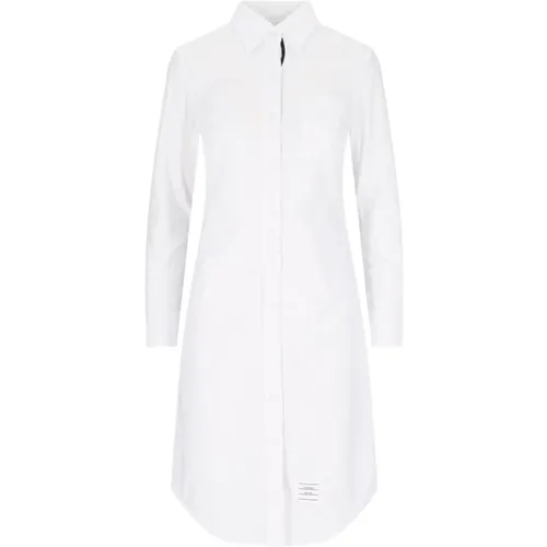 Weiße Baumwoll-Midi-Hemd-Kleid , Damen, Größe: XS - Thom Browne - Modalova