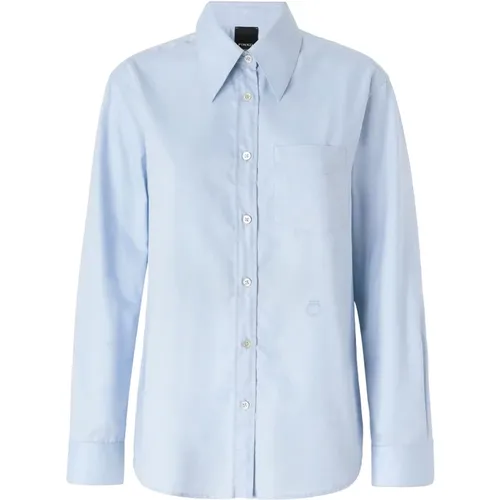 Blaue Oxford Baumwoll Damenbluse , Damen, Größe: M - pinko - Modalova