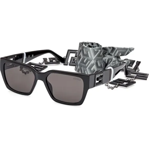 Square Sunglasses with Chain , female, Sizes: 55 MM - Guess - Modalova