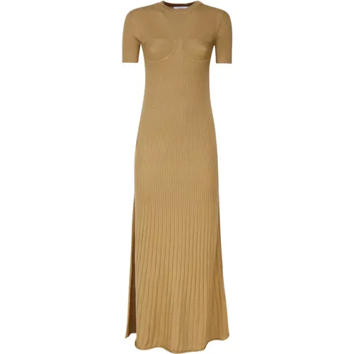 Silk Cashmere Long Dress Camel Italy , female, Sizes: M - Max Mara - Modalova