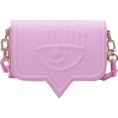 Lilac Faux Leather Shoulder Bag with Eyelike Logo , female, Sizes: ONE SIZE - Chiara Ferragni Collection - Modalova