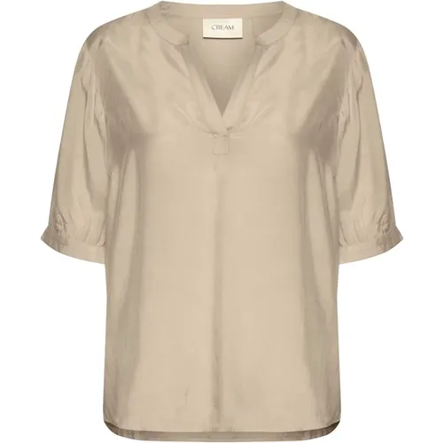 Sød Bluse V-Neck Silhouette Overland Trek , Damen, Größe: S - Cream - Modalova