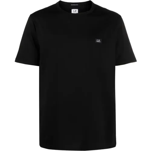 Schwarzes Mercerized T-Shirt , Herren, Größe: M - C.P. Company - Modalova