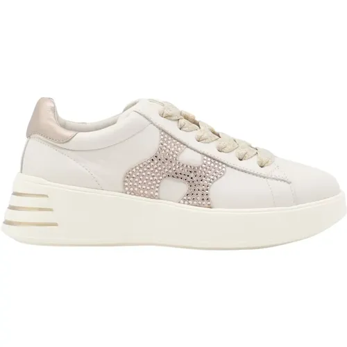 Leder Plateau Sneakers , Damen, Größe: 37 1/2 EU - Hogan - Modalova