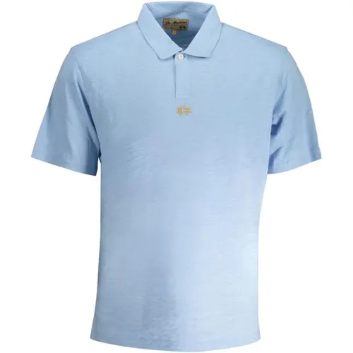 Blaues Baumwoll-Poloshirt mit Stickerei , Herren, Größe: 2XL - LA MARTINA - Modalova