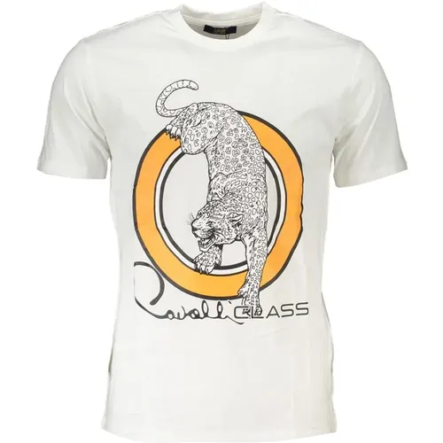 Printed Round Neck T-Shirt , male, Sizes: 3XL, M, 2XL, L, XL - Cavalli Class - Modalova