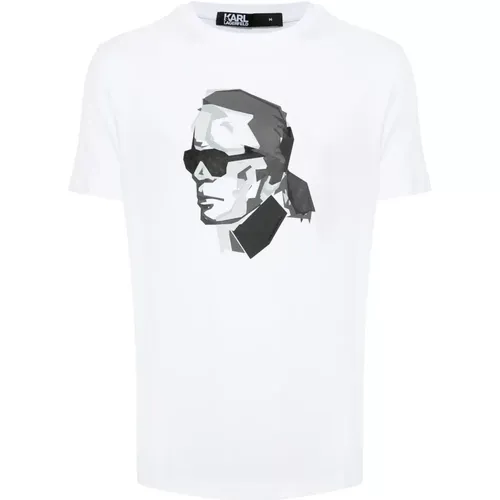 Baltisches Baumwoll-T-Shirt mit Karl-Bild , Herren, Größe: M - Karl Lagerfeld - Modalova