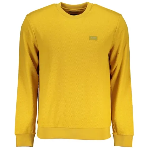 Schmaler Gelber Pullover mit Rundhalsausschnitt , Herren, Größe: L - Guess - Modalova