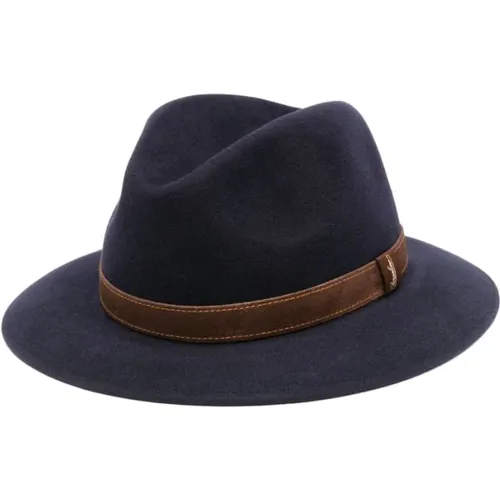 Navy Wool Felted Hat , male, Sizes: 59 CM - Borsalino - Modalova