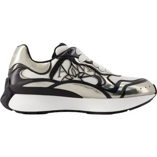 Beige/Black Canvas Sneakers - Sprint Runner , male, Sizes: 9 UK, 8 UK, 10 UK, 7 UK - alexander mcqueen - Modalova