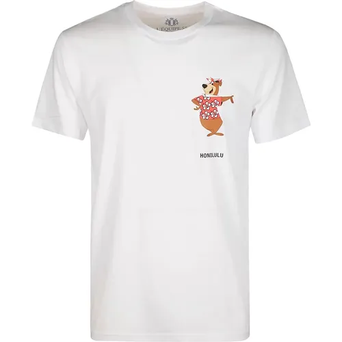 Halbärmeliges Baumwoll-T-Shirt mit Frontdruck , Herren, Größe: XL - Equipe 55 - Modalova