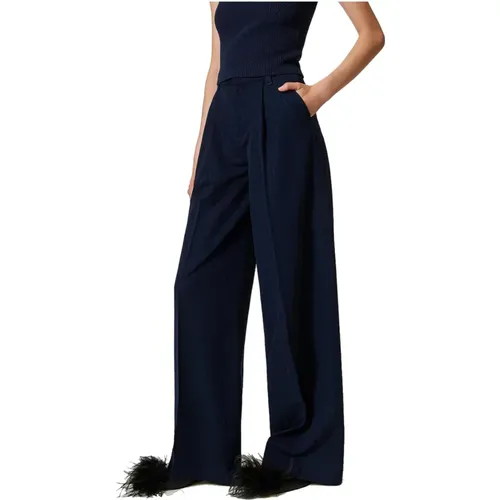 Wide Leg Striped Lurex Trousers , female, Sizes: S, M, L, XS - Twinset - Modalova