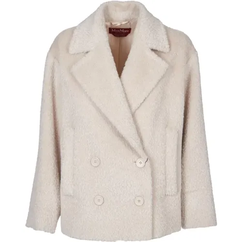 Braune Doppelreihige Jacke Alpaka Wolle - Max Mara Studio - Modalova