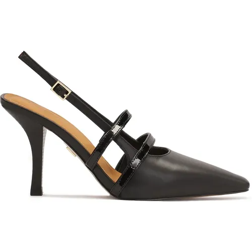 Schwarze Slingback-Pumps mit lackierten Riemen , Damen, Größe: 35 EU - Kazar - Modalova