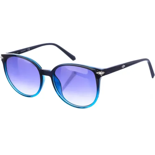 Womens Oval Sunglasses with -Blue Acetate Frame and Purple Gradient Lenses , female, Sizes: ONE SIZE - Swarovski - Modalova