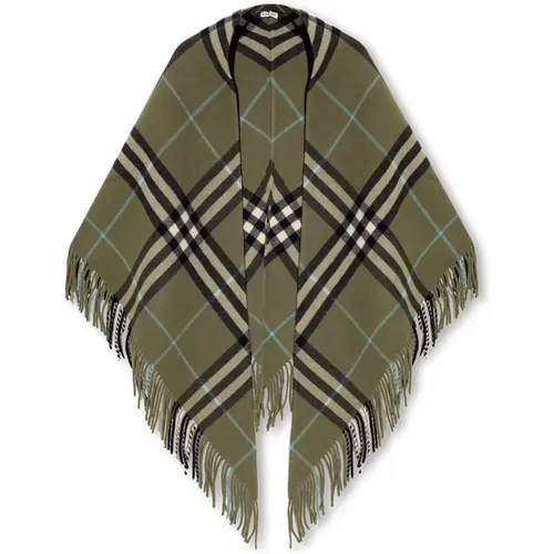 Wool scarf with fringes , female, Sizes: ONE SIZE - Burberry - Modalova