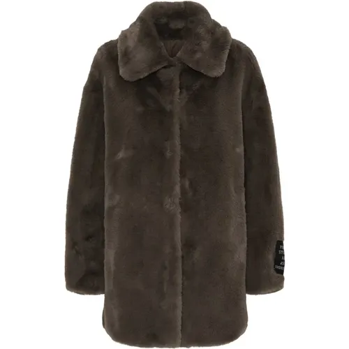 Taupe Fake Fur Coat Trendige Jacke , Damen, Größe: 2XL - BTFCPH - Modalova