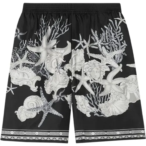 Barocco Sea Print Silk Shorts , male, Sizes: S - Versace - Modalova