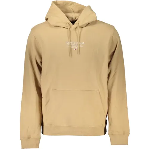 Beiger Hoodie mit Logodruck , Herren, Größe: L - Tommy Hilfiger - Modalova